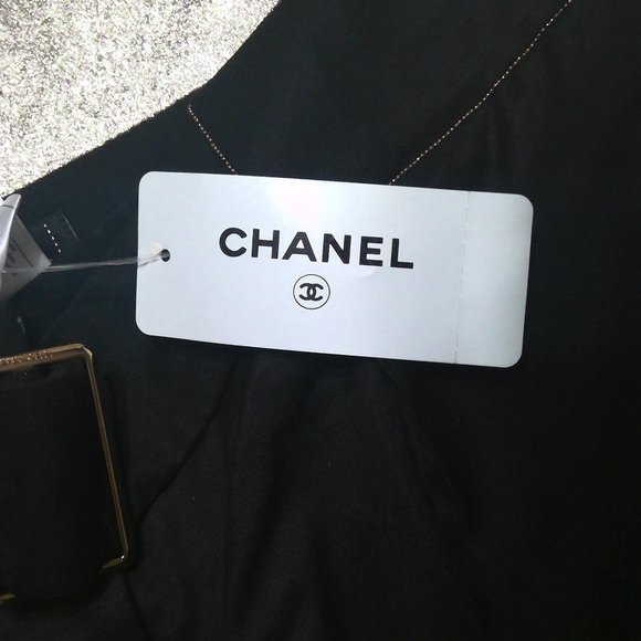 CHANEL; Size 38 Black Pants with fine Gold Detailing - Picture 9 of 9